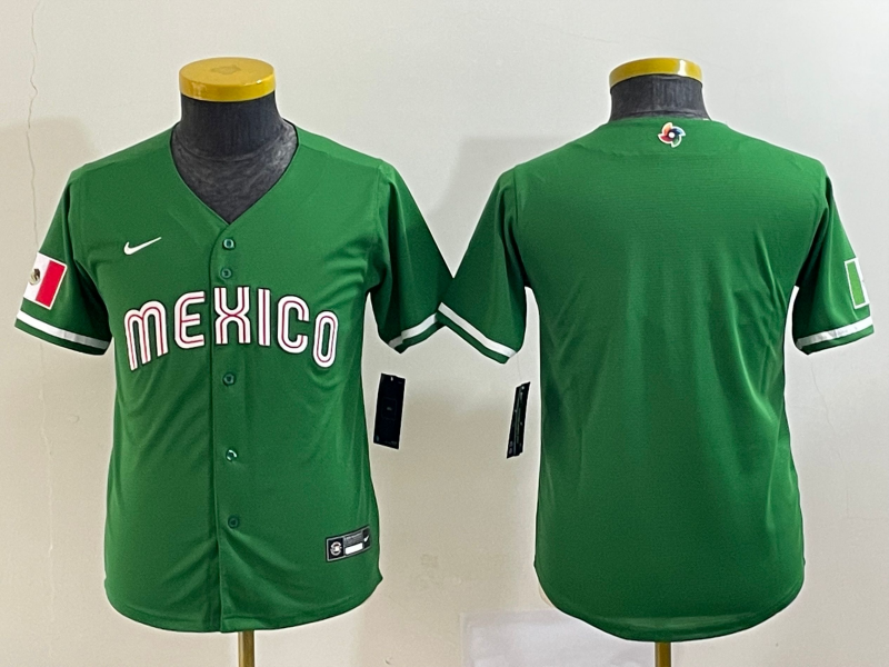 Women's Mexico Baseball Blank 2023 Green World Baseball Classic Stitched Jersey(Run Small)